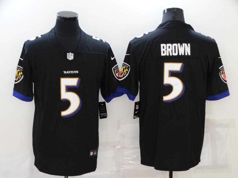 Men's Baltimore Ravens Marquise Brown #5 Black Jersey